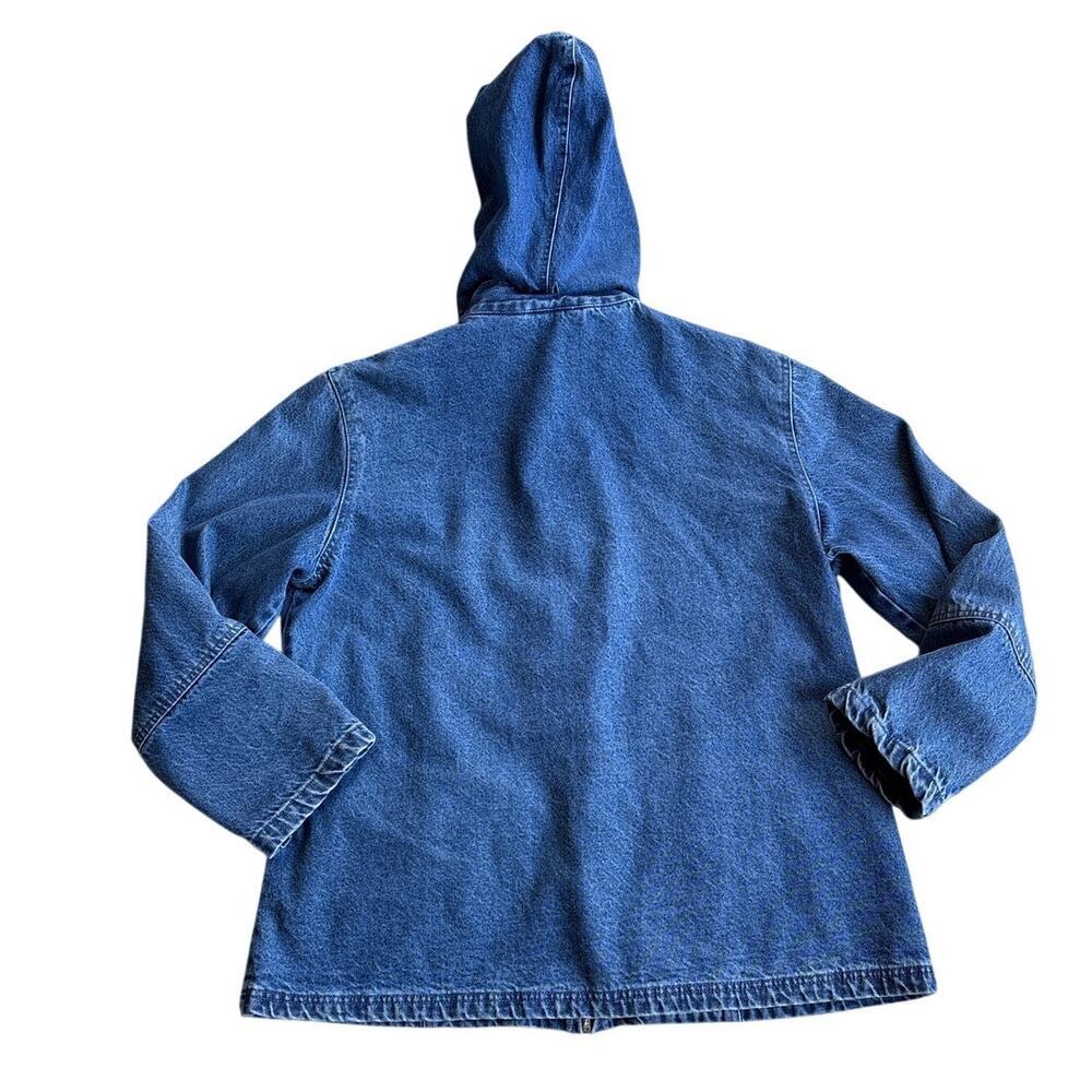 Plaid Lined Denim Hooded Barn Jacket Cotton Cabincore Cottagecore - Picture 5 of 5